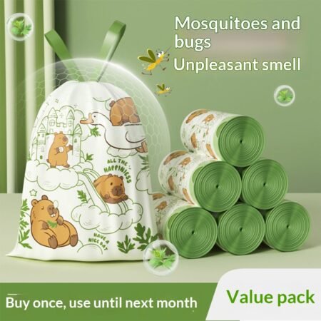 Artemisia Trash Bags, Heavy-Duty Household, Tear-Resistant, Handled Kitchen and Bedroom Use, Extra-Thick, No-Tear Drawstring Large Plastic Bags